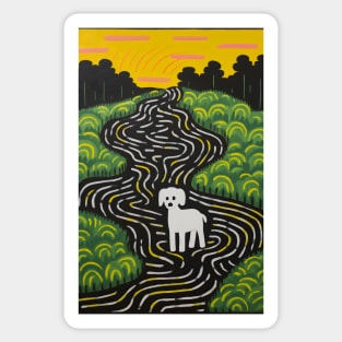 Riso-graphic Dog's Joyful Field Sticker